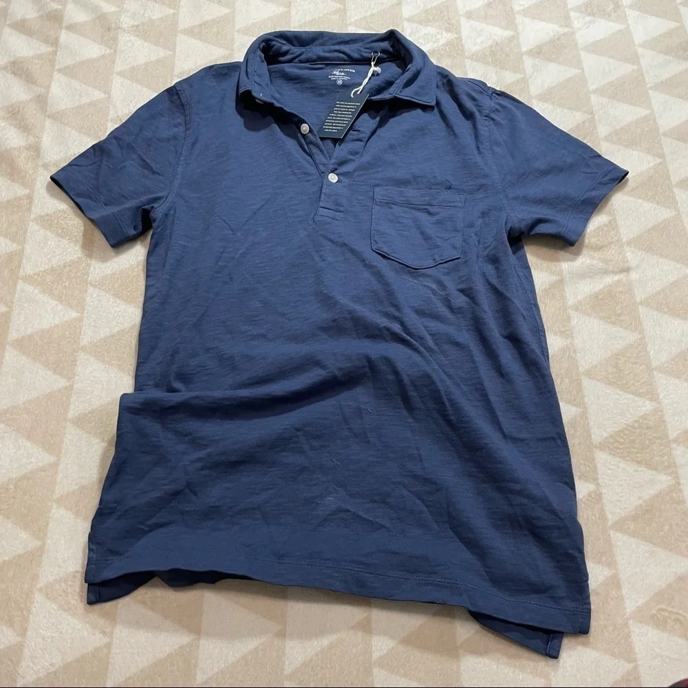J crew garment dyed slub cotton polo manor blue